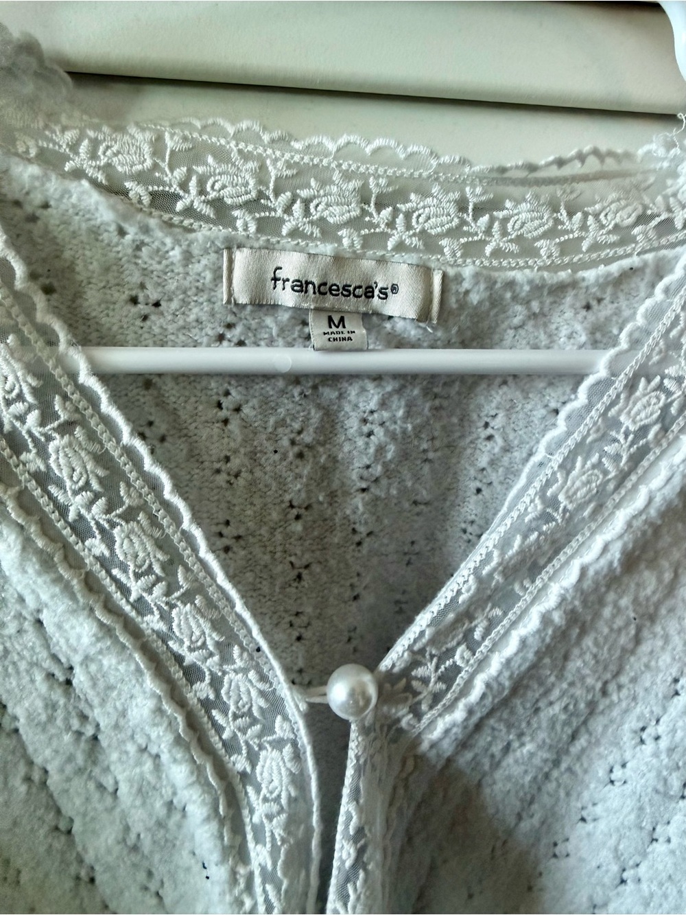 Francesca's Collections Lace-Trim Knit Cardigan - Picture 2 of 2